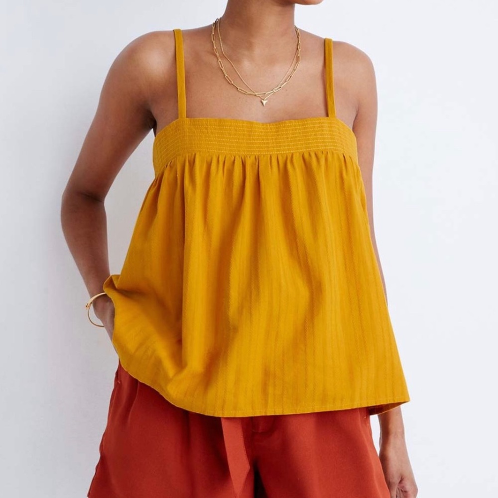 Madewell-Tungsten Glow Textured Stripe Stitched Swing Tank Top